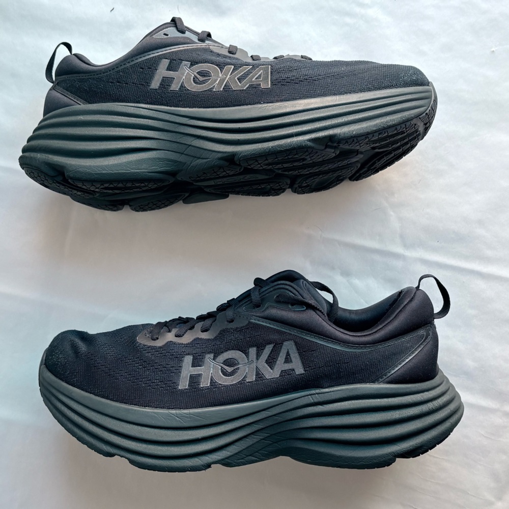 HOKA One One Bondi 8 Women’s 12 Triple Black Running Shoes Cushioned Trainer - Picture 4 of 12